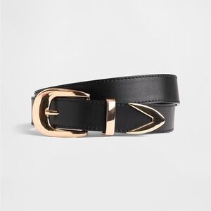 🆕 GAP Women's Vegan-Leather Belt Black Gold Large L